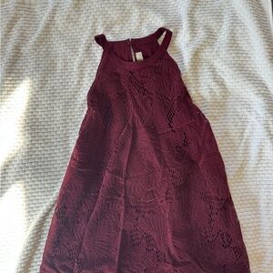 LOFT Maroon velvet Lace Detail